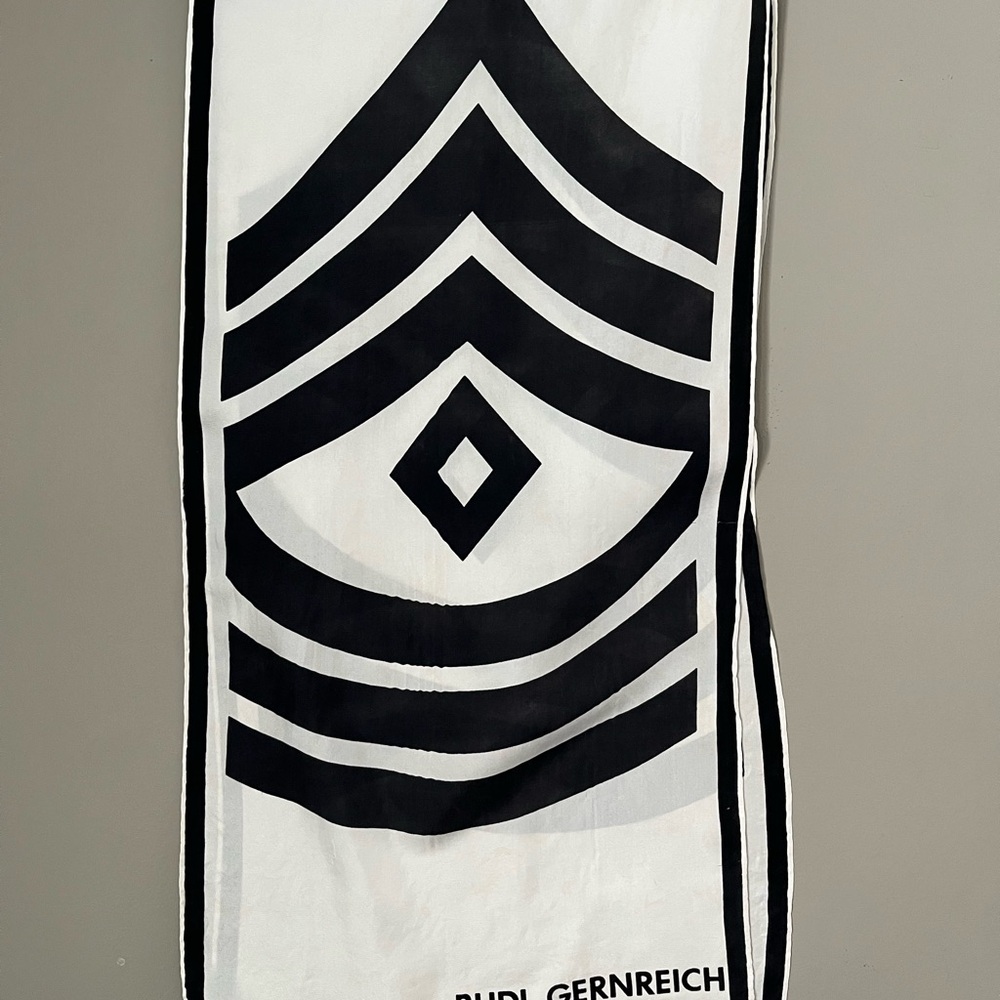 Vintage Rudi Gernreich Op Art Scarf • Black White Geometric Mod Designer Scarf